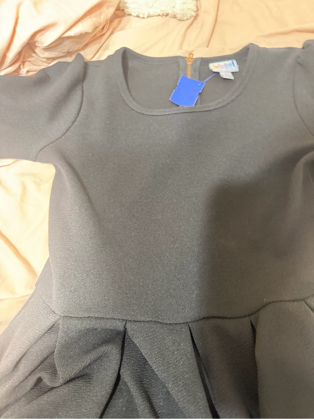 LuLaRoe Black Amelia Midi Dress with Pleated Skirt - Picture 3 of 5